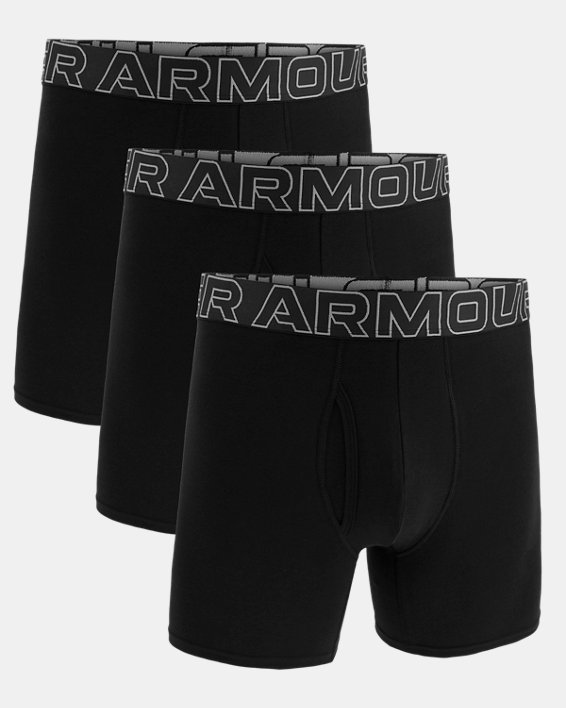 Men's UA Performance Cotton 6" 3-Pack Boxerjock®, Black, pdpMainDesktop image number 2